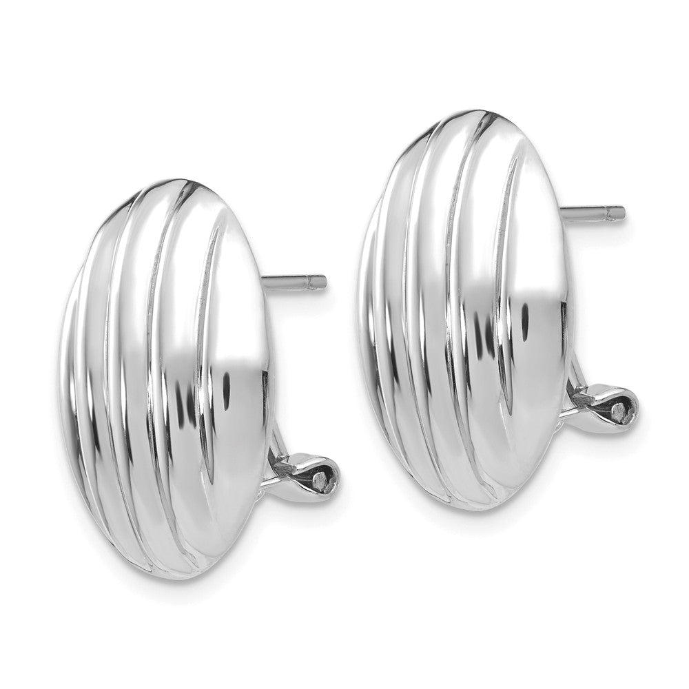 14K White Gold Polished Fancy Omega Back Post Earrings Secondary image