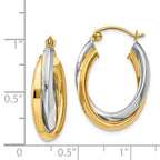 14k Two-tone Polished Double Oval Hoop Earrings