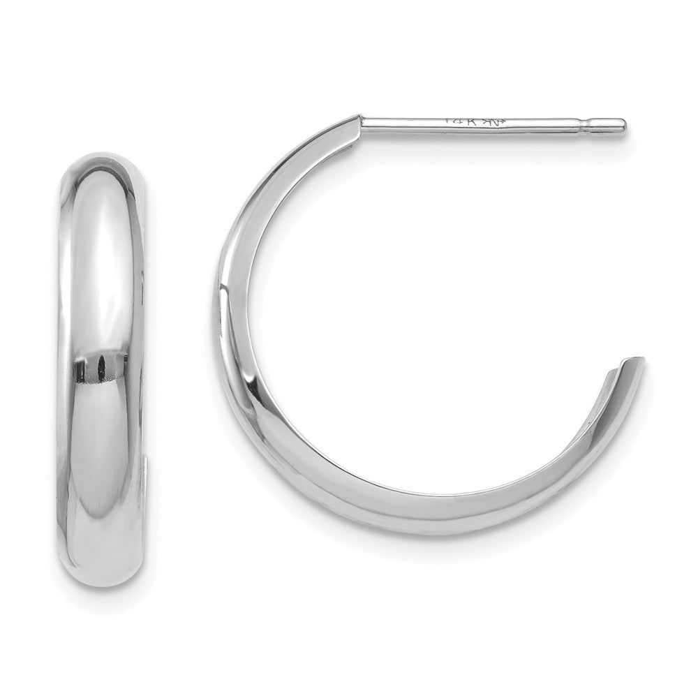 14K White Gold Polished 3.5mm J-Hoop Earrings Main image