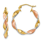 14K & Rhodium Twisted Hoop Earrings