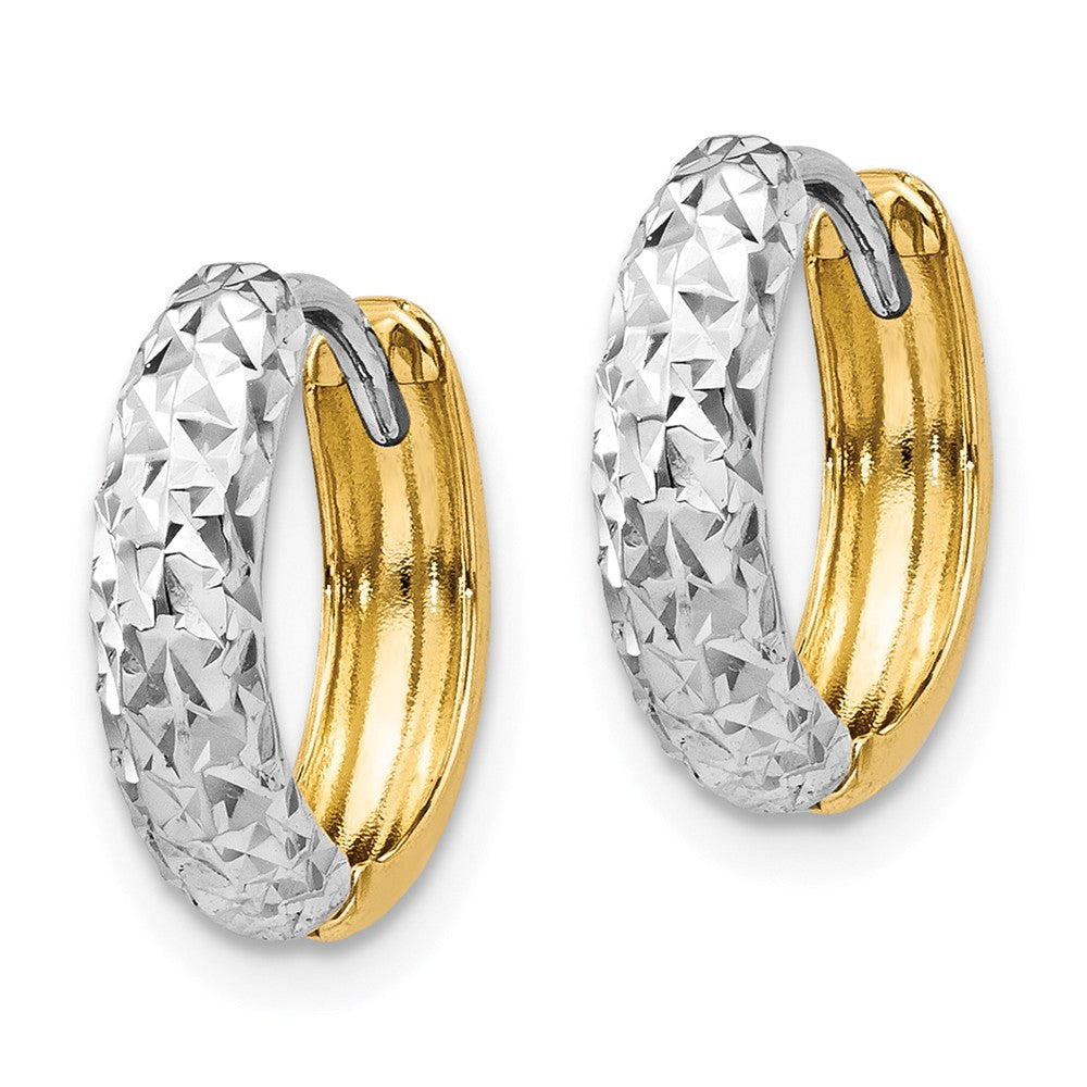 14K Two-tone Diamond-cut Hoop Earrings Secondary image