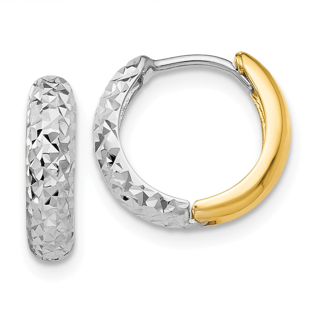 14K Two-tone Diamond-cut Hoop Earrings Main image