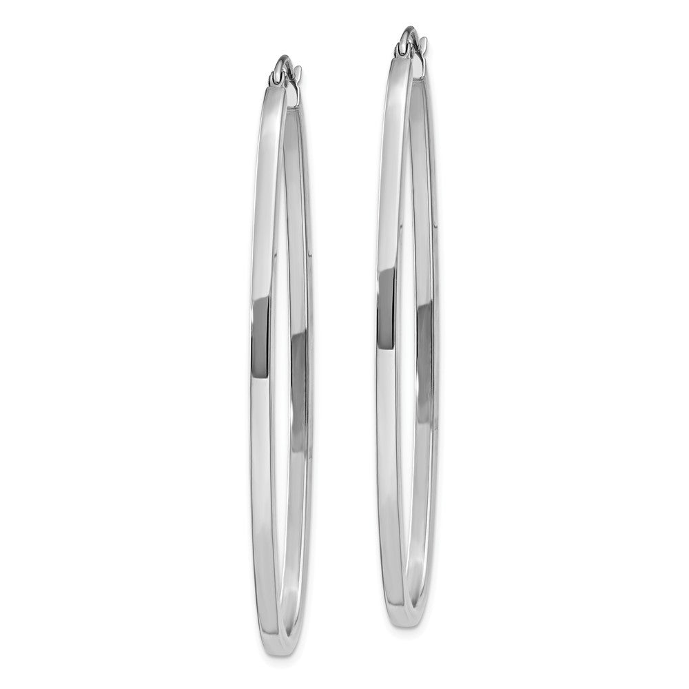 14K White Gold Large Oval Hoop Earrings Secondary image