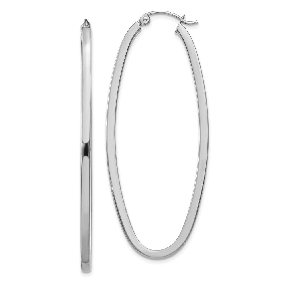 14K White Gold Large Oval Hoop Earrings Main image
