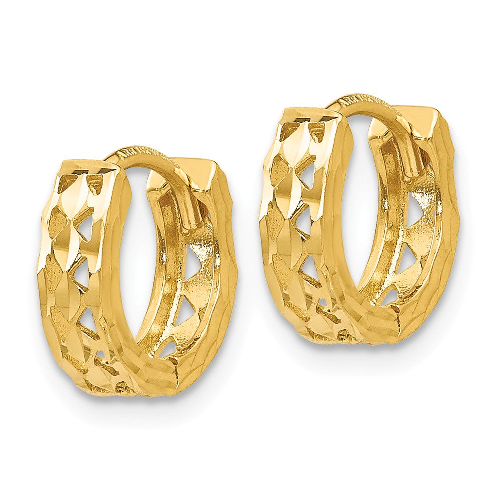 14K Cut-out Design Hinged Hoop Earrings Secondary image