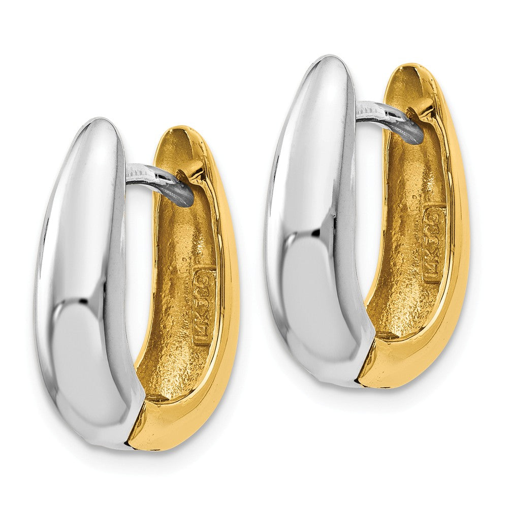 14K Two-tone U Shaped Hinged Hoop Earrings Secondary image
