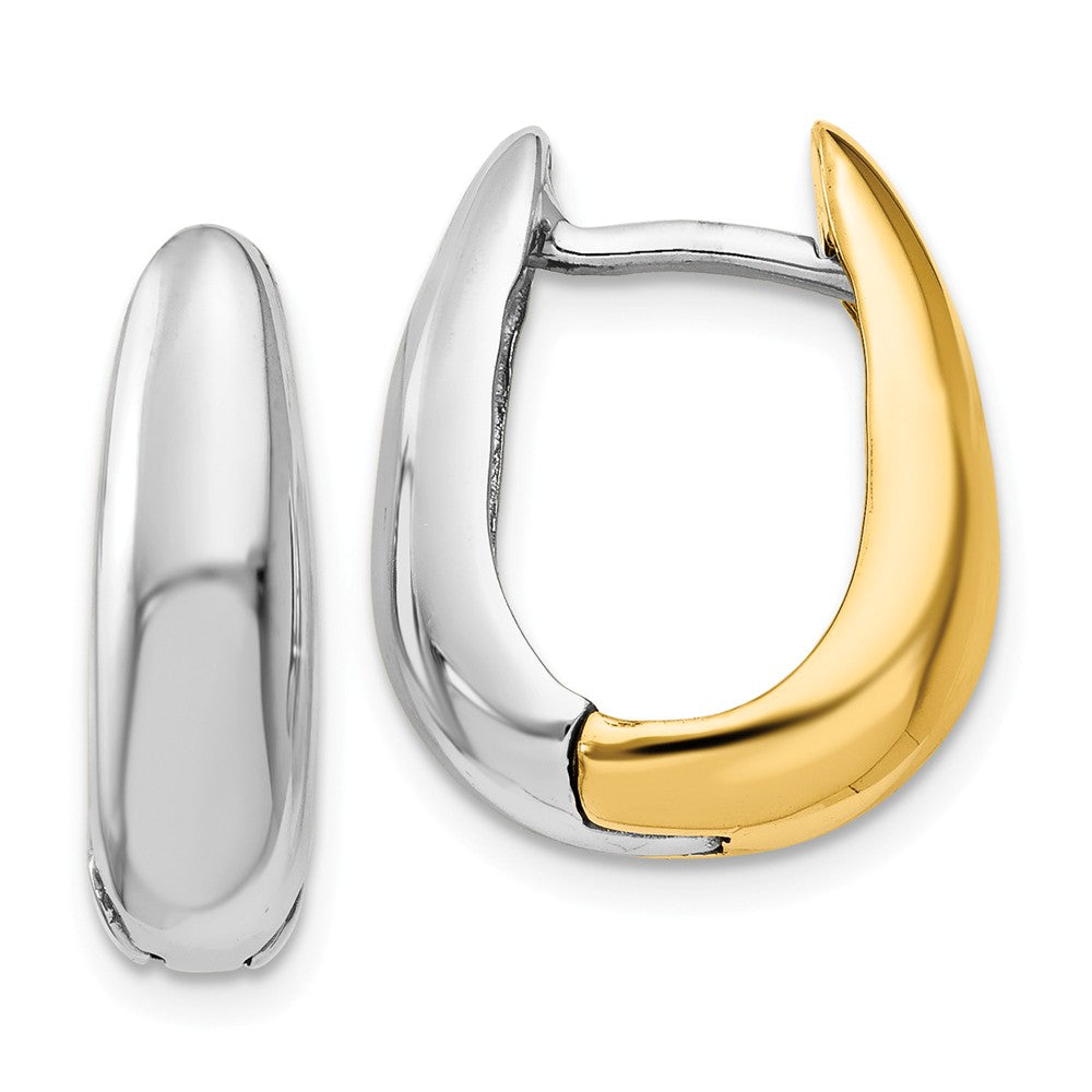 14K Two-tone U Shaped Hinged Hoop Earrings Main image