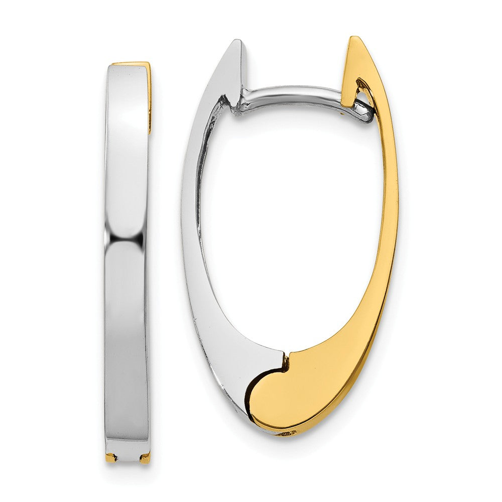 14K Two-tone V Shaped Hinged Hoop Earrings Main image