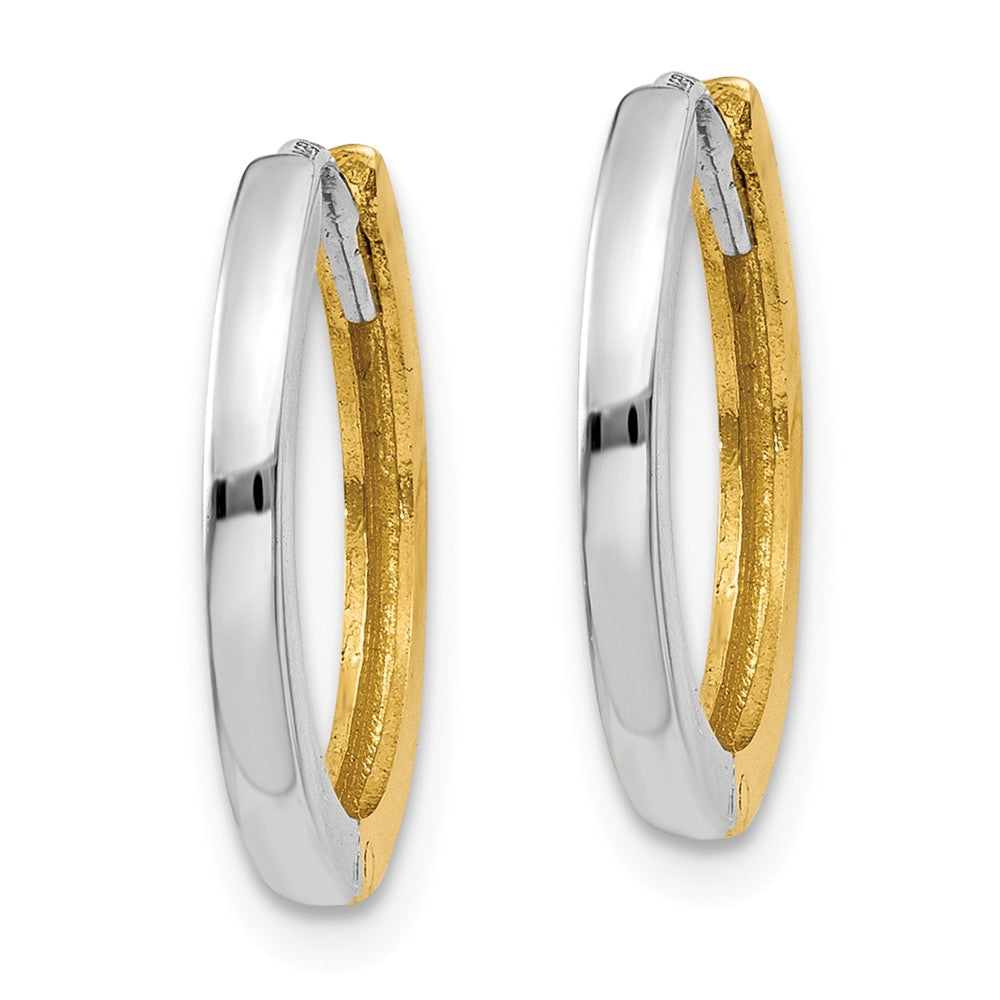 14K Two-tone Round Hinged Hoop Earrings Secondary image