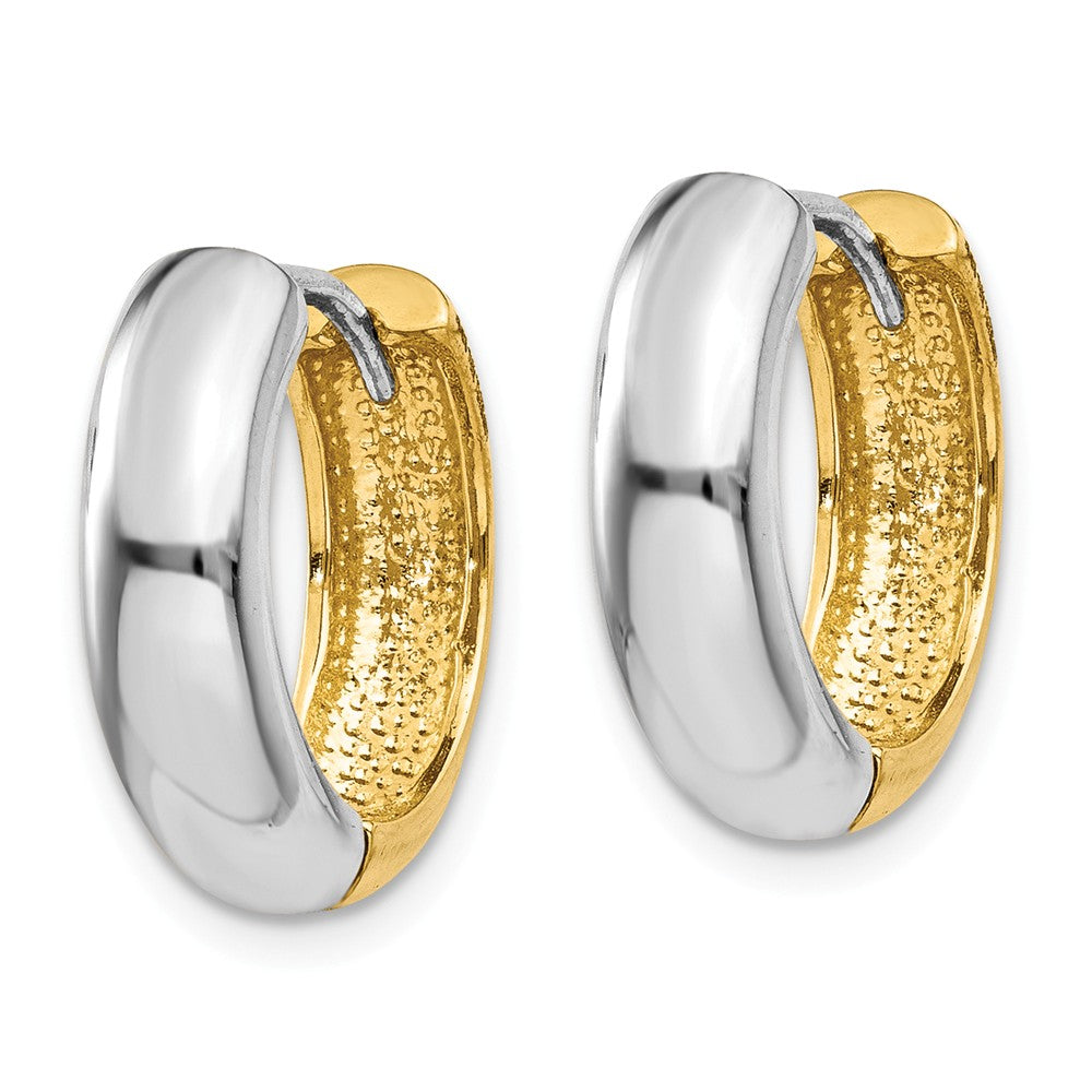 14K Two-tone Huggie Earrings Secondary image