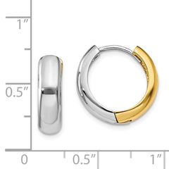 14K Two-tone Huggie Earrings