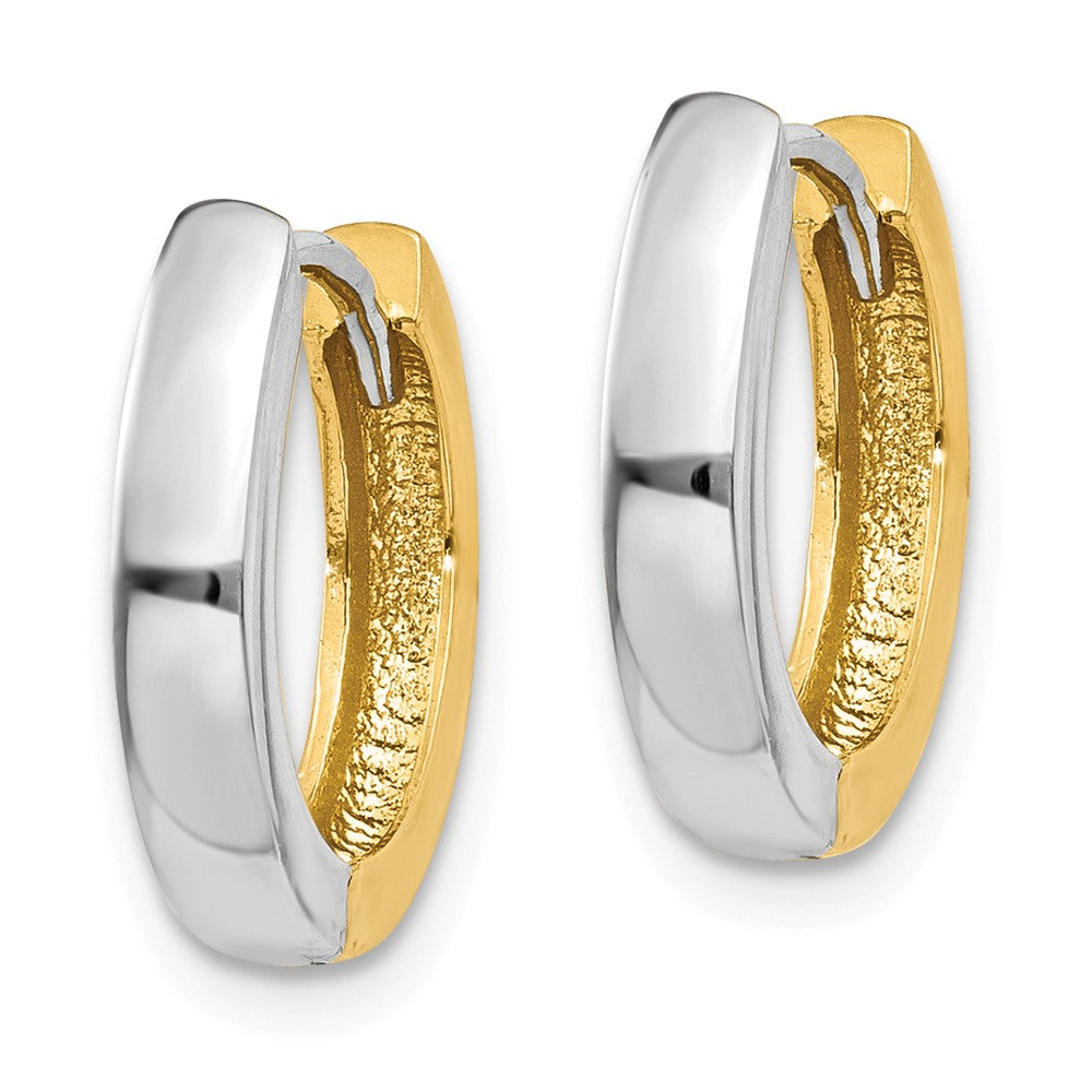 14K Two-tone Round Hinged Hoop Earrings Secondary image