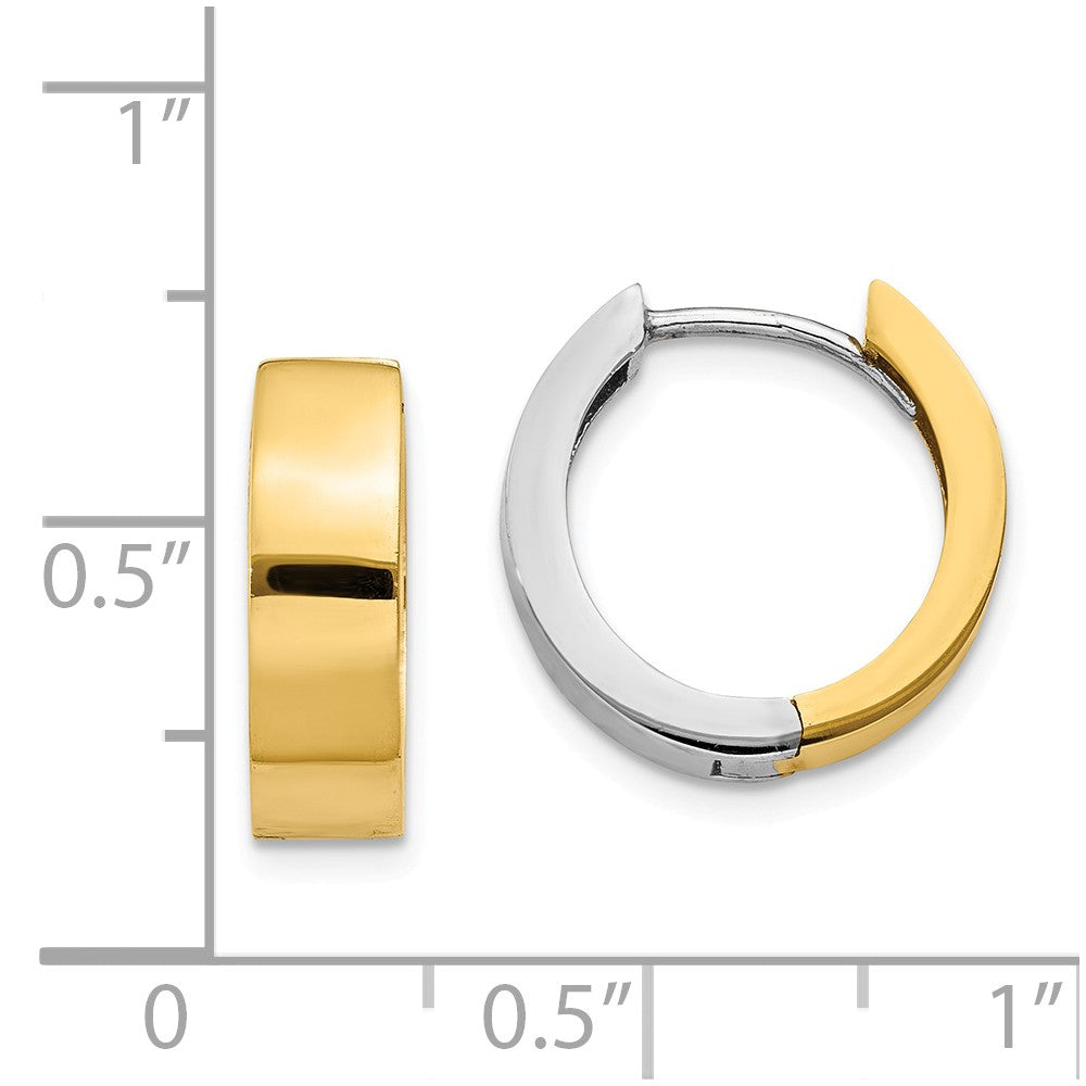 14K Two-tone Hinged Hoop Earrings