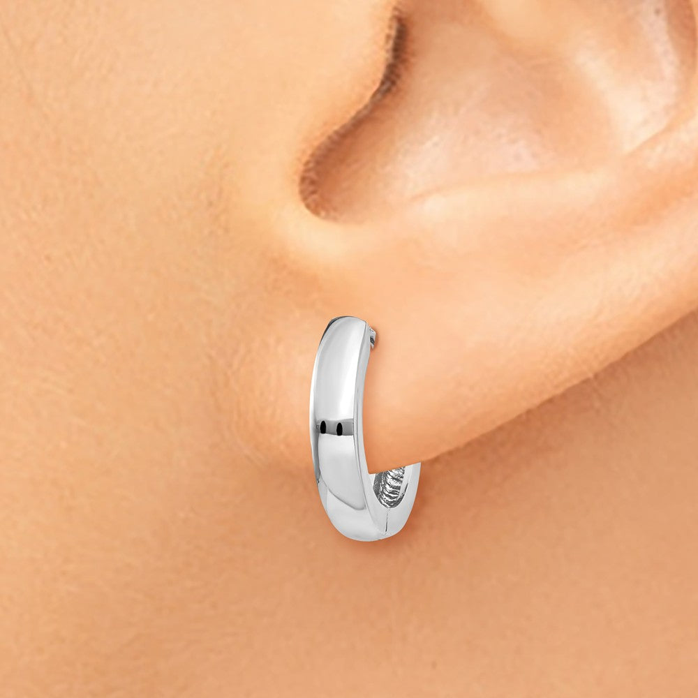 14K White Gold Round Hinged Hoop Earrings