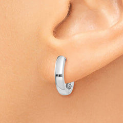 14K White Gold Round Hinged Hoop Earrings