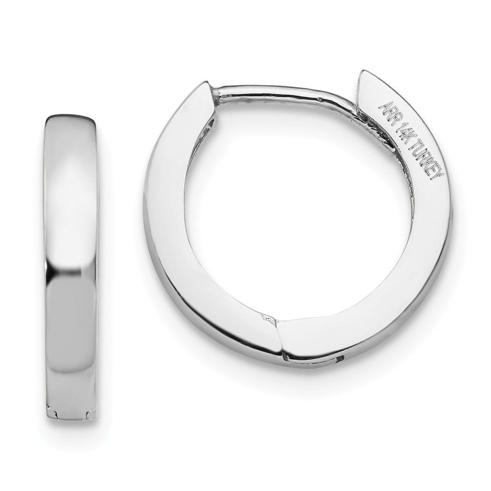 14K White Gold Round Hinged Hoop Earrings Main image