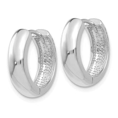14K White Gold  Round Hinged Hoop Earrings