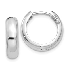 14K White Gold  Round Hinged Hoop Earrings