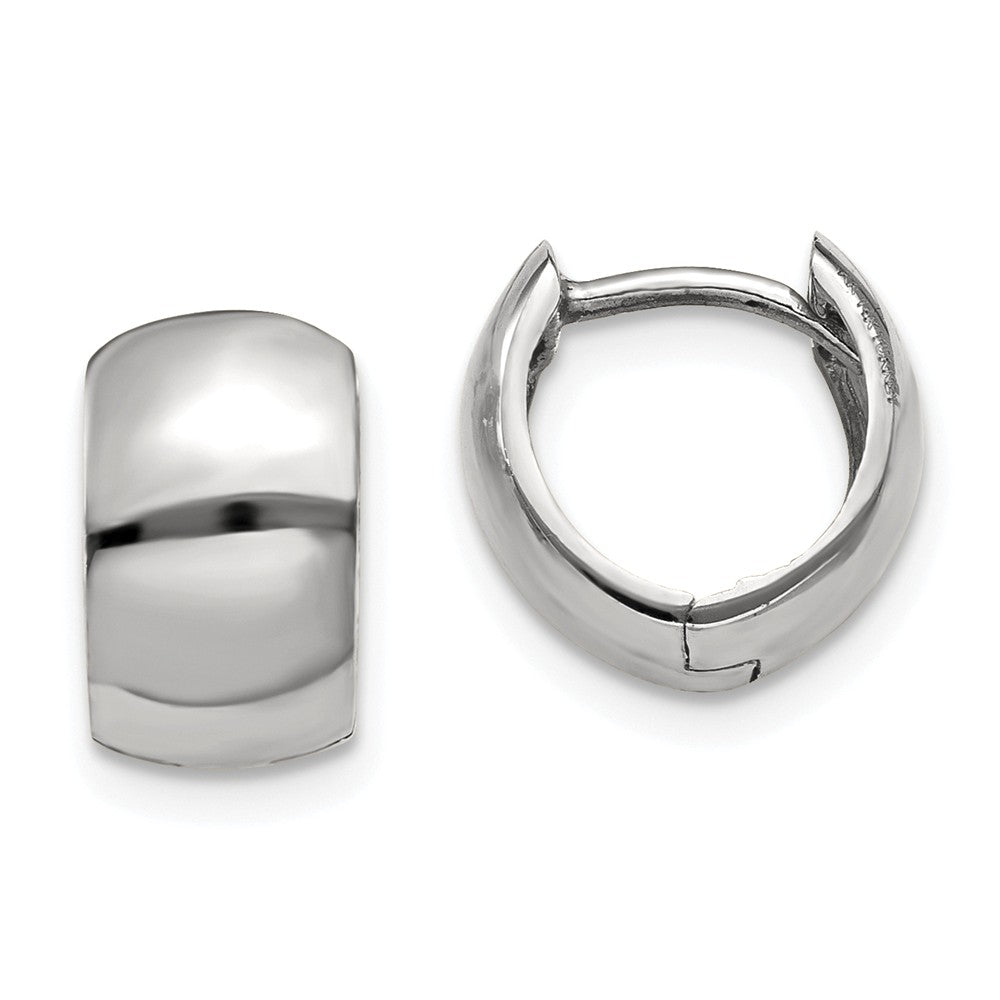 14K White Gold Round Hinged Hoop Earrings