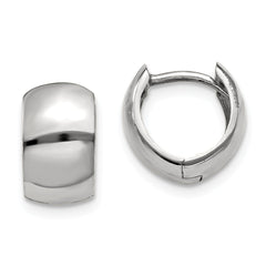 14K White Gold Round Hinged Hoop Earrings