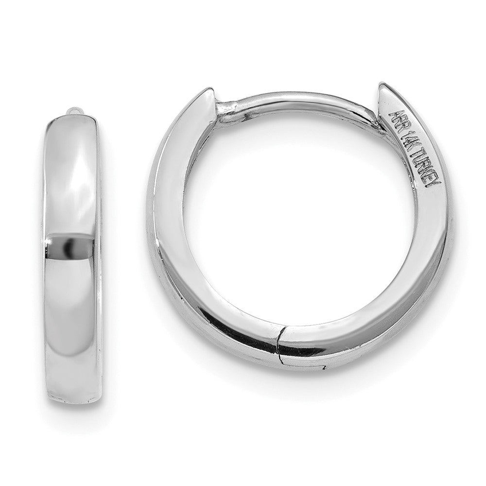 14K White Gold Round Hinged Hoop Earrings Main image