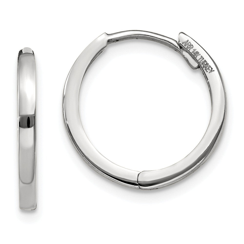 14K White Gold Round Hinged Earrings