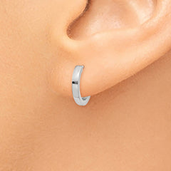 14K White Gold Round Hinged Hoop Earrings