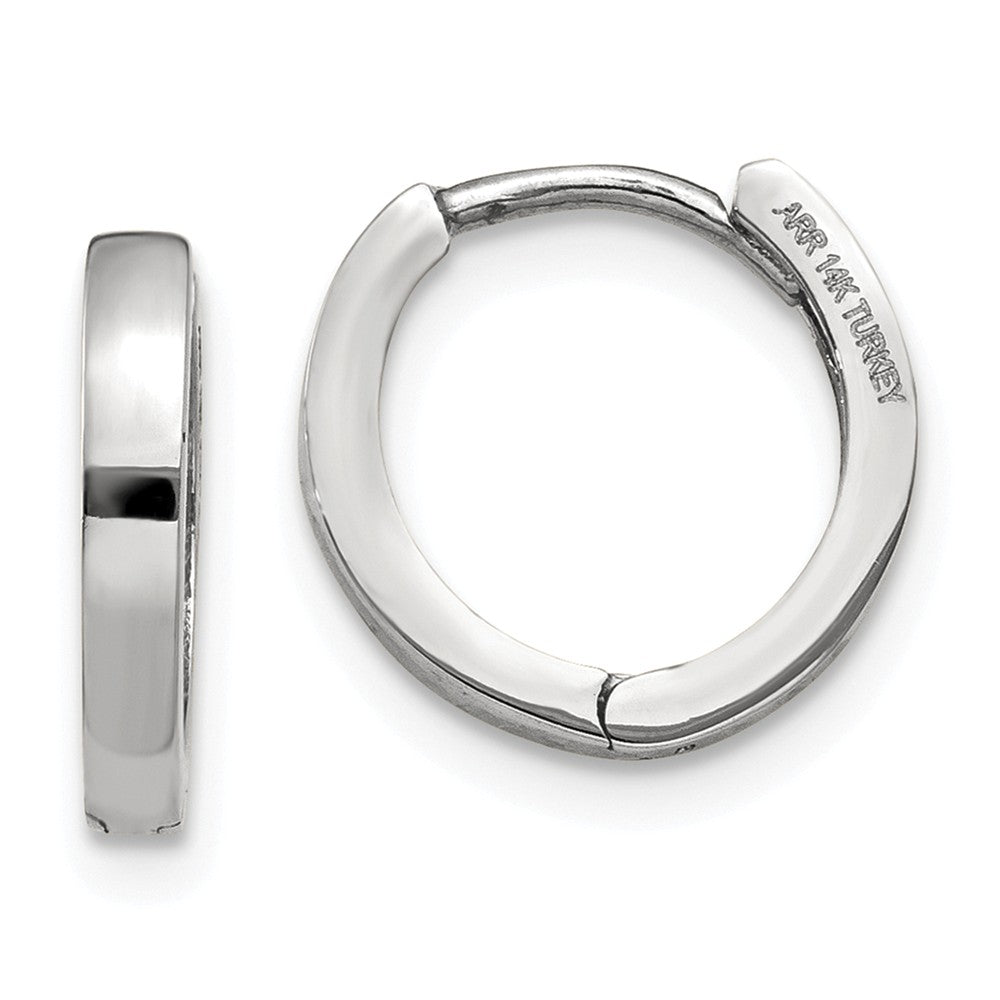 14K White Gold Round Hinged Hoop Earrings