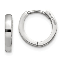 14K White Gold Round Hinged Hoop Earrings