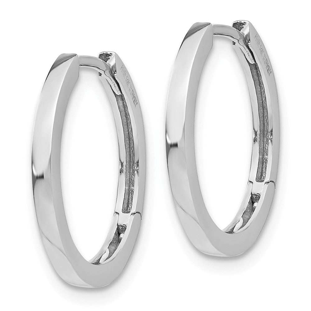 14K White Gold Hinged Hoop Earrings Secondary image