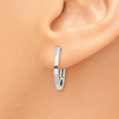 14K White Gold Hinged Hoop Earrings