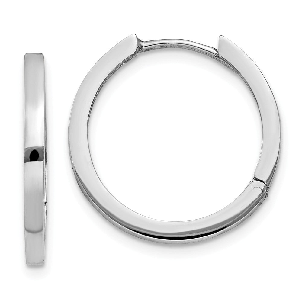 14K White Gold Hinged Hoop Earrings Main image