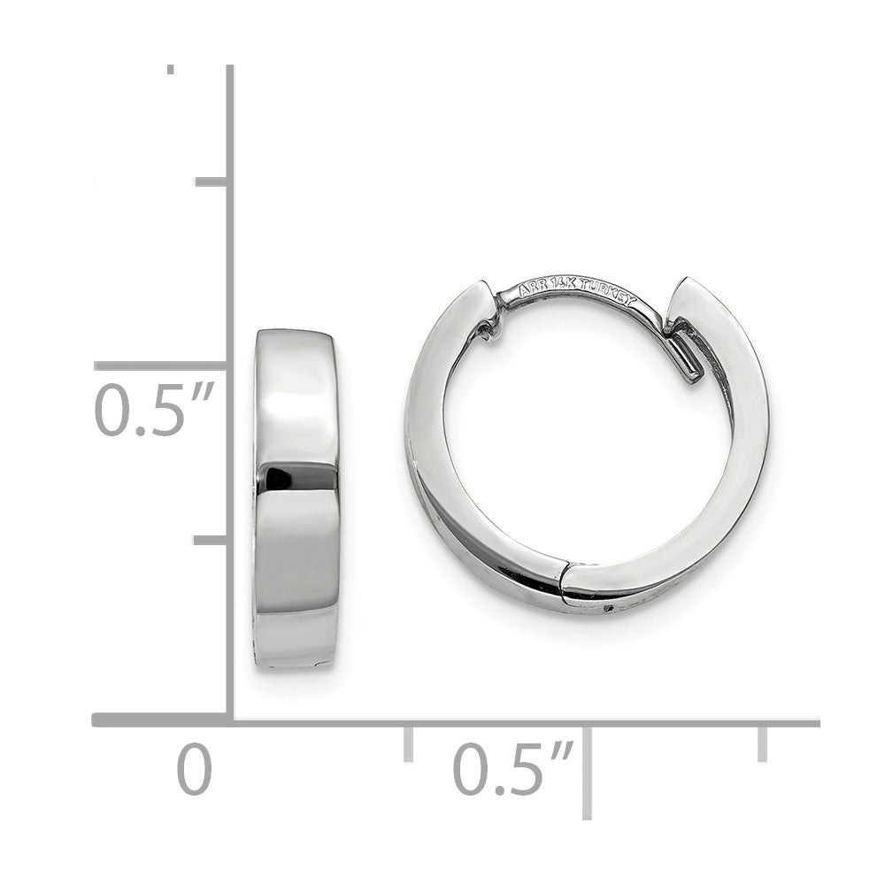 14K White Gold Hinged Hoop Earrings