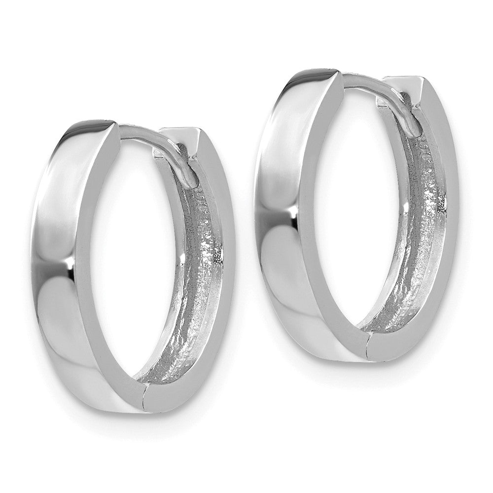 14K White Gold Round Hinged Hoop Earrings Secondary image