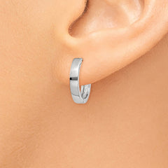 14K White Gold Round Hinged Hoop Earrings