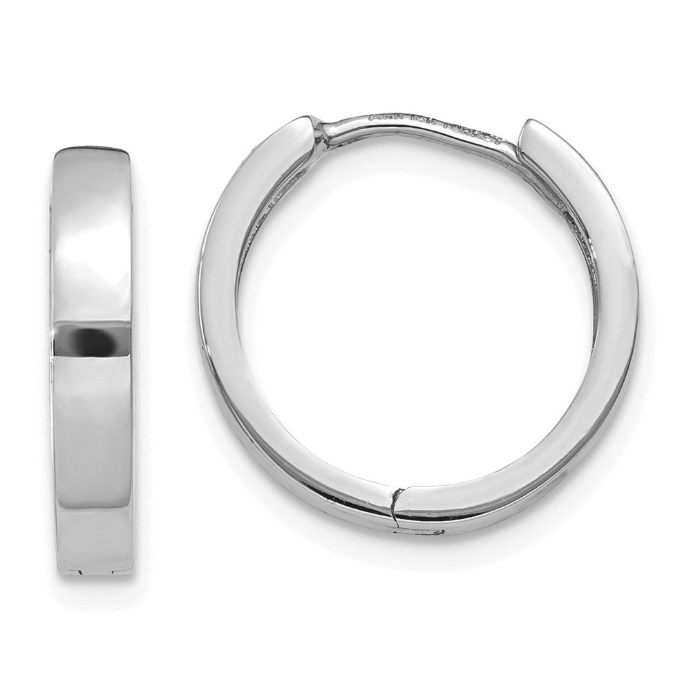 14K White Gold Round Hinged Hoop Earrings Main image