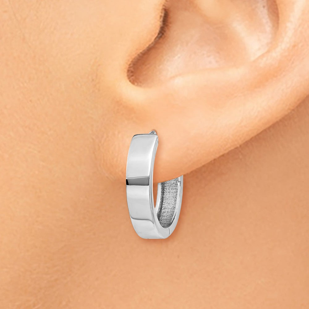 14K White Gold Round Hinged Earrings