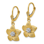 14K and Rhodium Plumeria Earrings