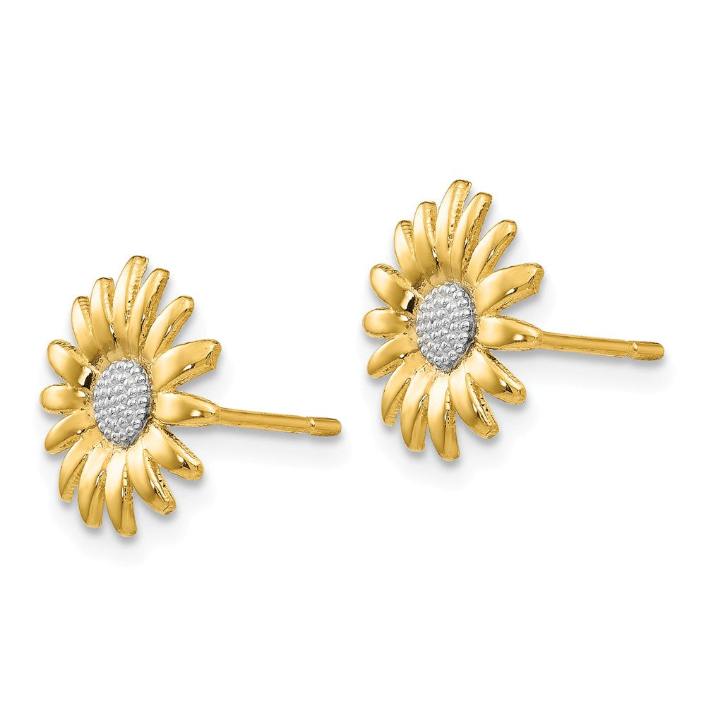 14K & Rhodium Mini Daisy Post Earrings Secondary image