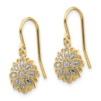 14K & Rhodium Diamond Cut  Polished Fancy Dangle Earrings