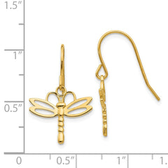 14k Dragonfly Shepherd Hook Earrings