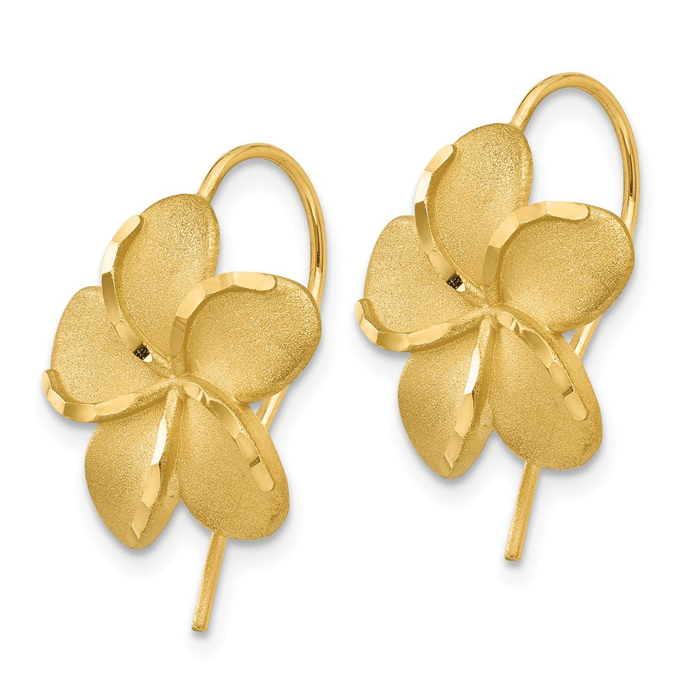 14K Plumeria French Wire Earrings Secondary image