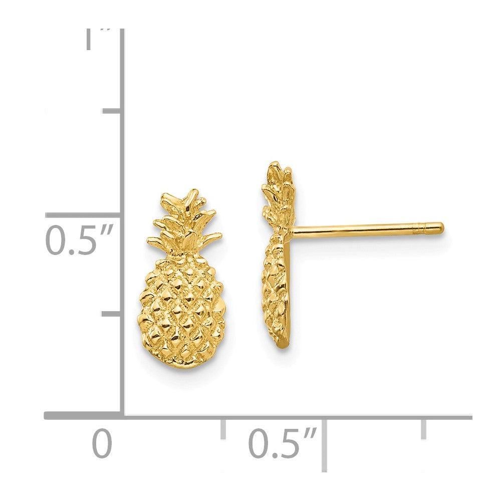 14k Polished & Textured Pineapple Post Earrings