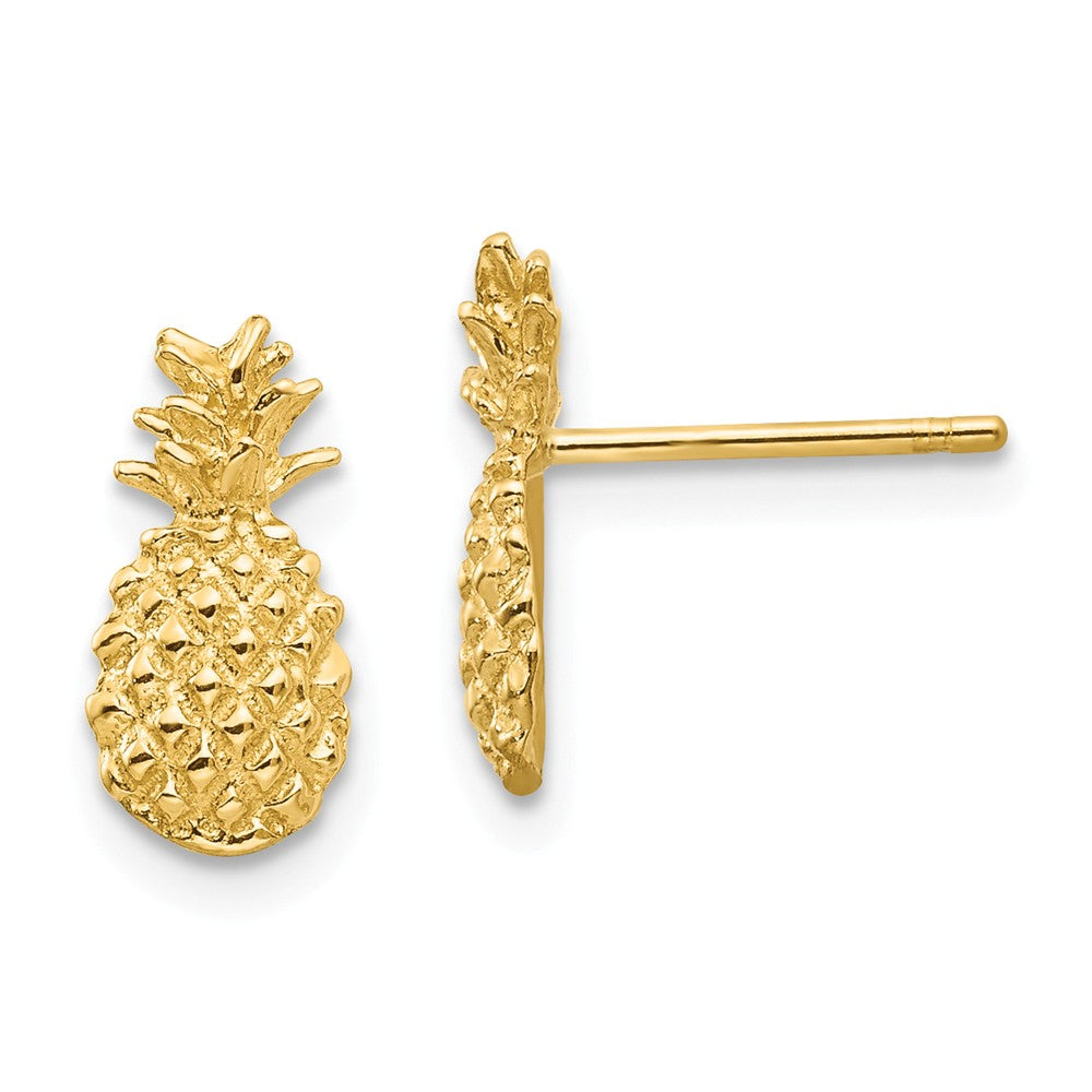 14K Polished and Textured Pineapple Post Earrings Main image
