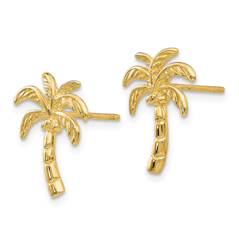 14K Palm Tree Post Earrings Secondary image