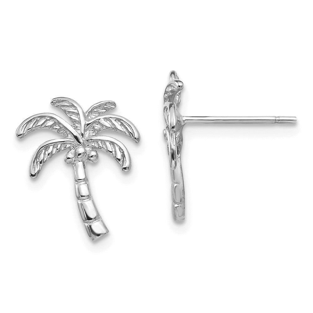 14K White Gold Palm Tree Post Earrings Main image
