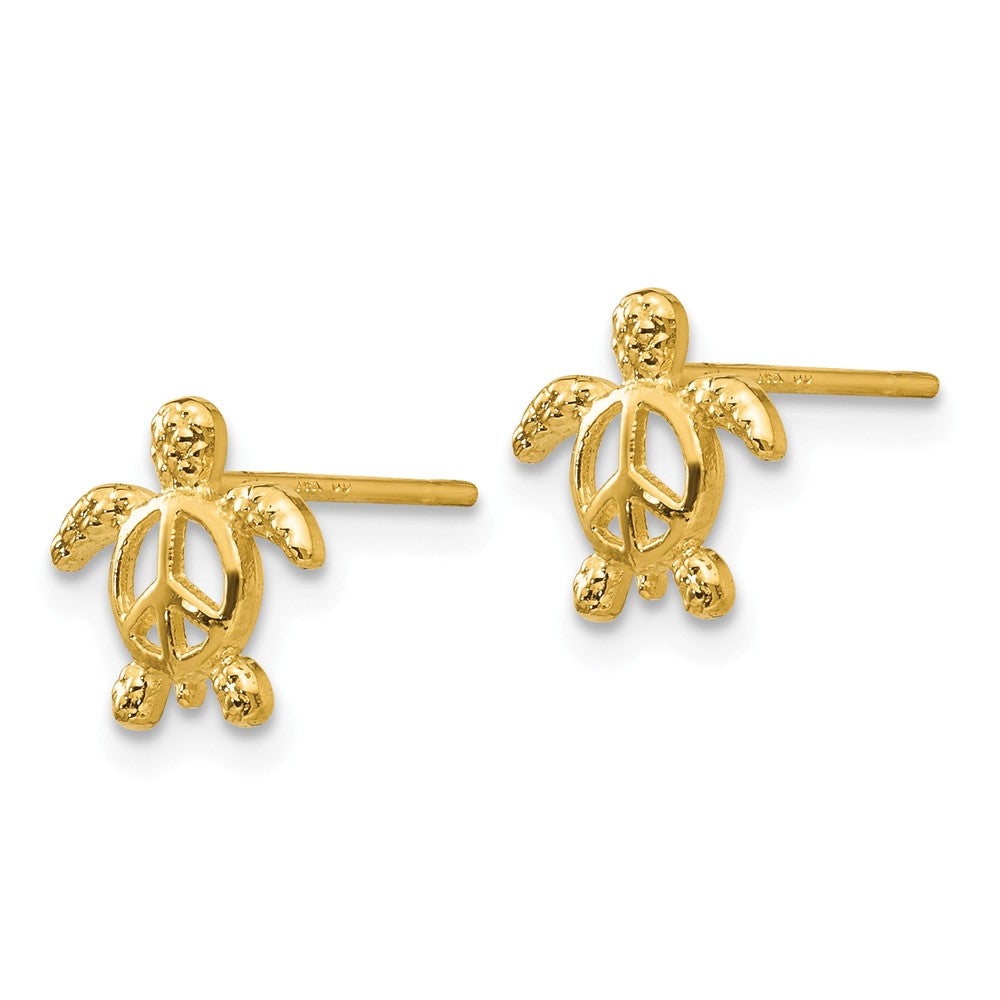 14K Peace Turtle Post Earrings