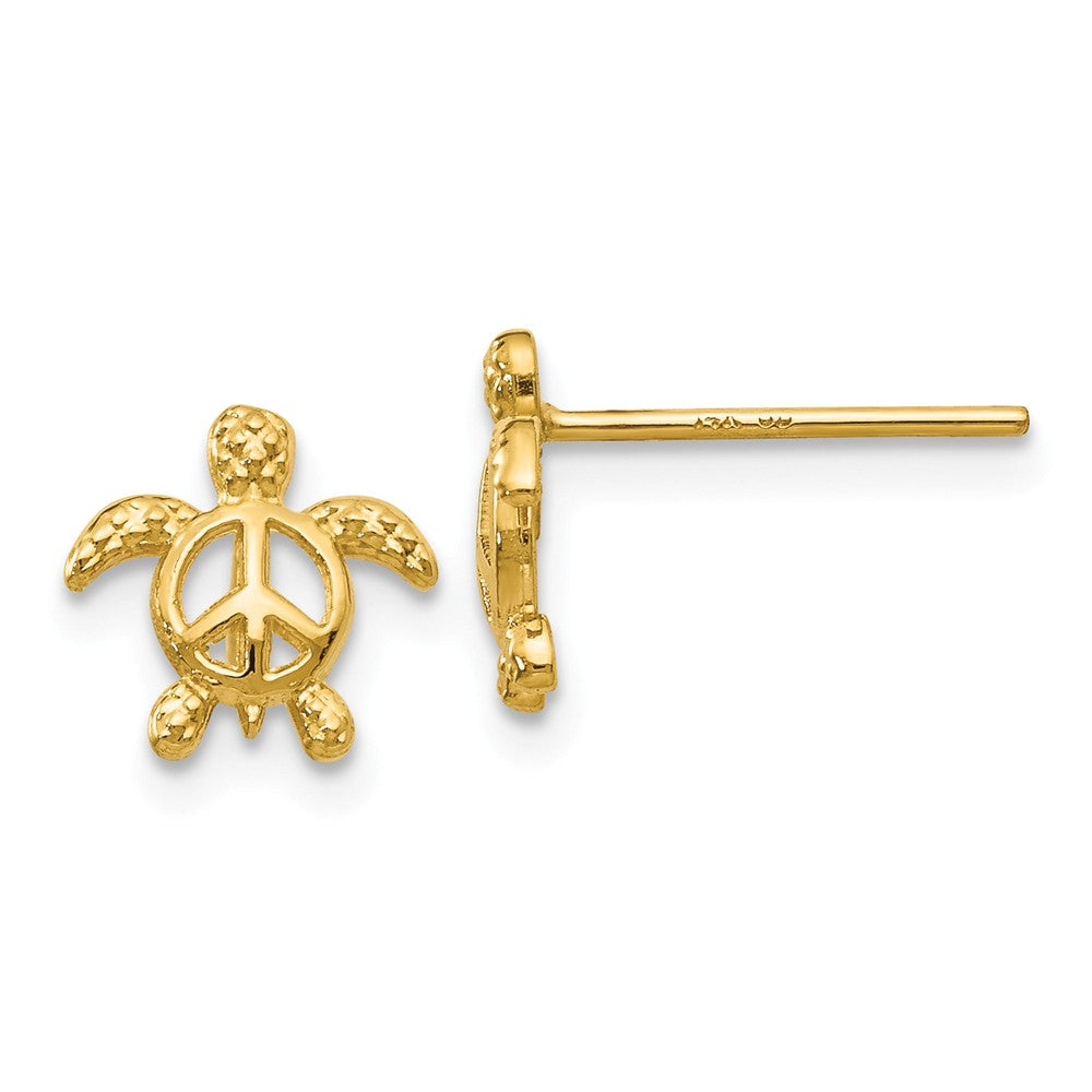 14K Peace Turtle Post Earrings Main image