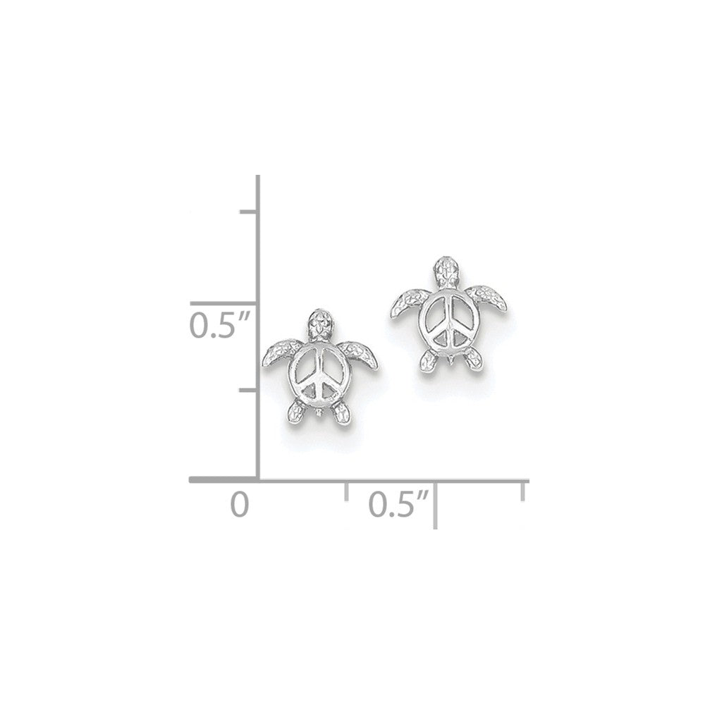 14K White Gold Peace Turtle Post Earrings Secondary image