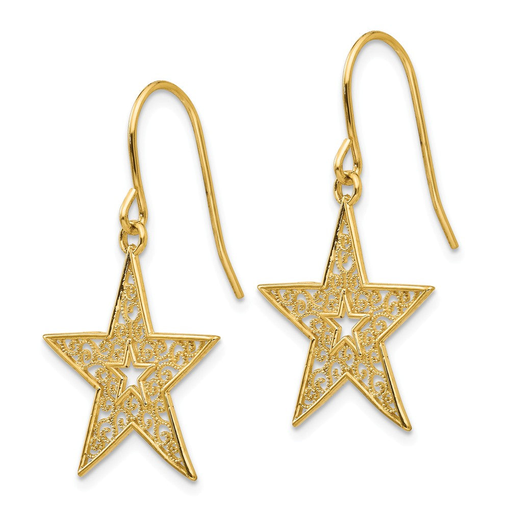 14K Filigree Star Shepherd Hook Earrings Secondary image
